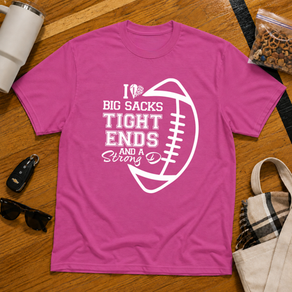 I Love Big Sacks Football Tee