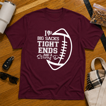 I Love Big Sacks Football Tee