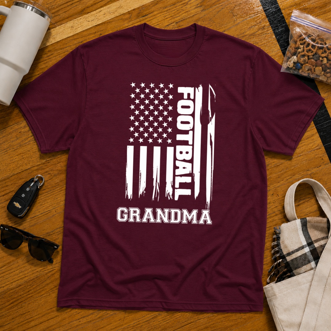 Football Grandma Flag Tee