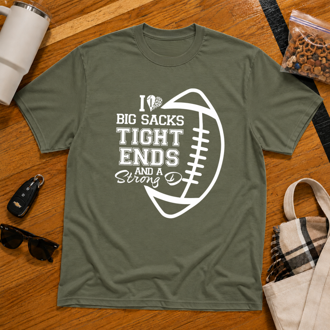 I Love Big Sacks Football Tee