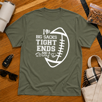 I Love Big Sacks Football Tee