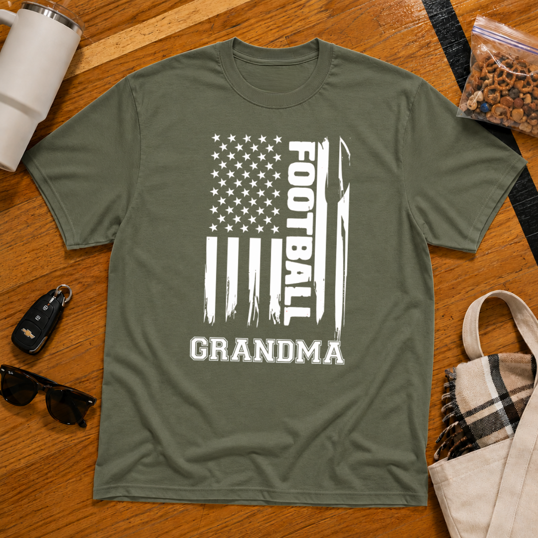 Football Grandma Flag Tee