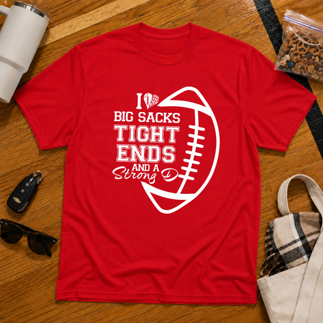 I Love Big Sacks Football Tee