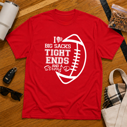 I Love Big Sacks Football Tee