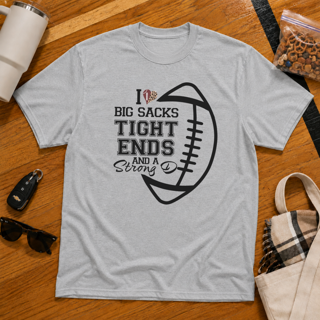 I Love Big Sacks Football Tee