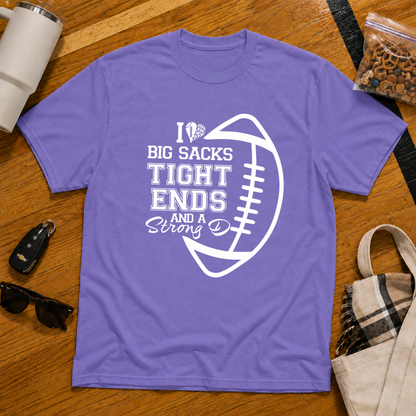 I Love Big Sacks Football Tee