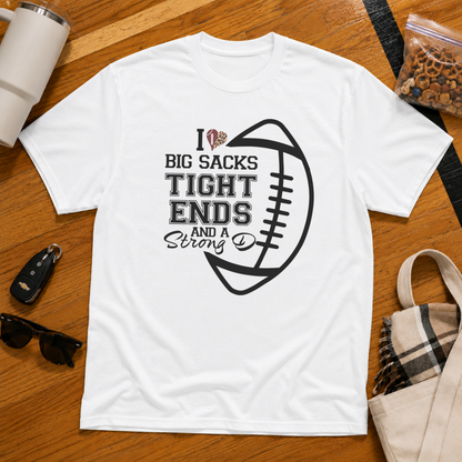 I Love Big Sacks Football Tee