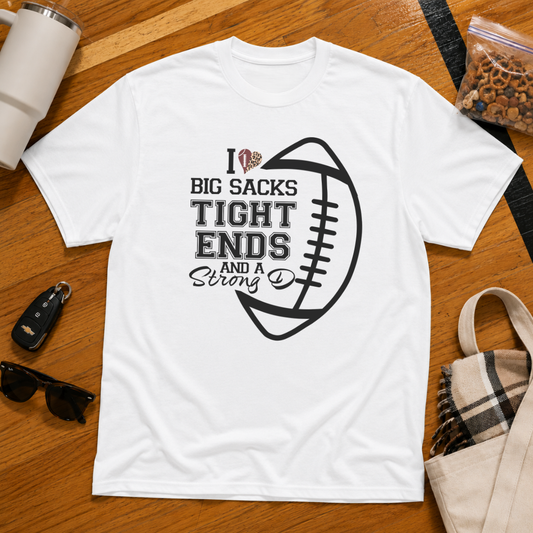 I Love Big Sacks Football Tee